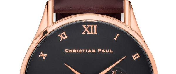Luxury rose gold and black dial genuine leather brown watch