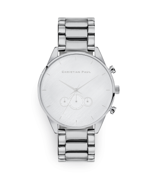 Luxury all silver brushed metal link watch