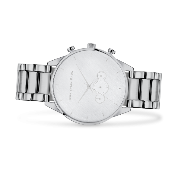Luxury all silver brushed metal link watch