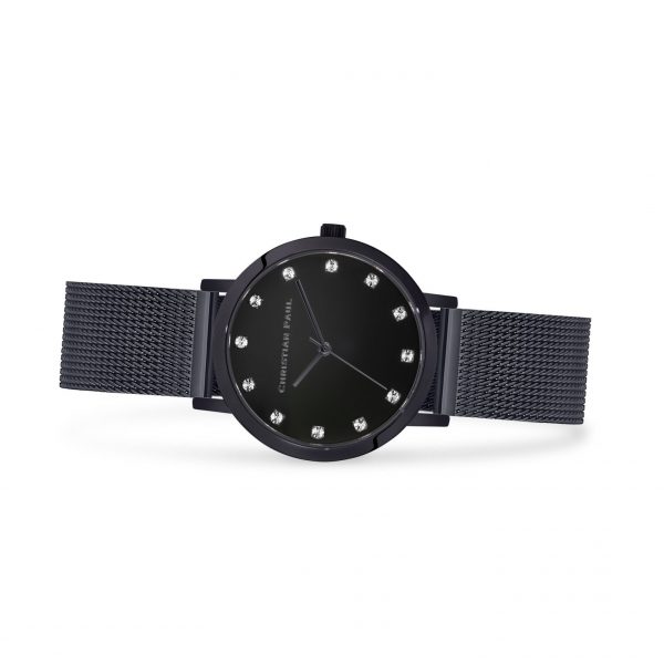 Black velvet mesh watch