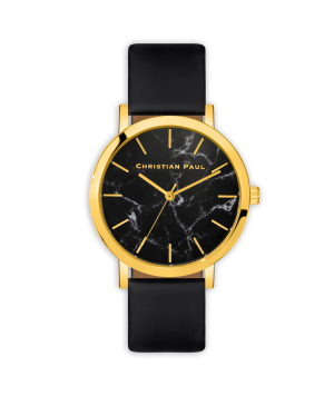 Luxury gold and black leather watch