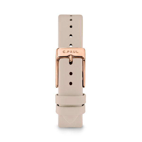 Luxury rose gold peach leather watch