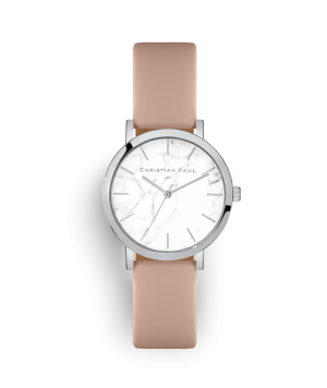 Luxury silver nude leather watch