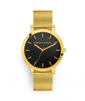 Luxury gold and black mesh watch