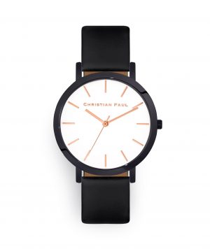 Luxury black and gold leather watch