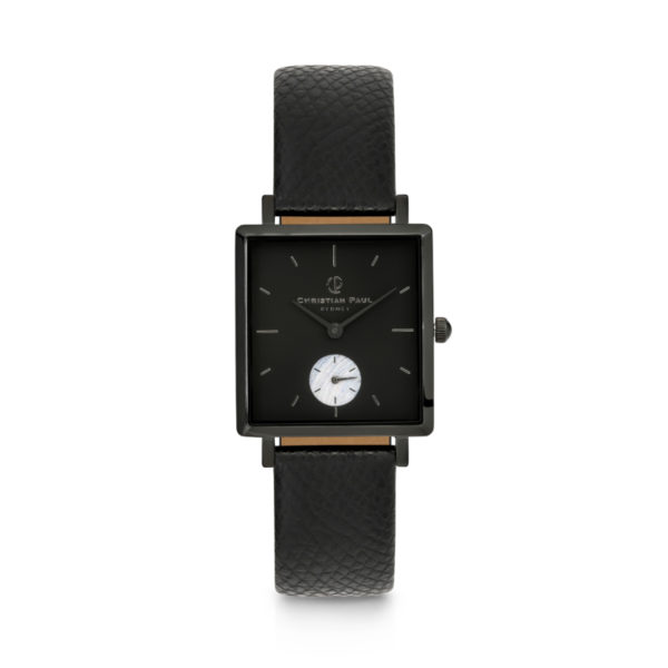 Luxury black case and black dial genuine black leather watch