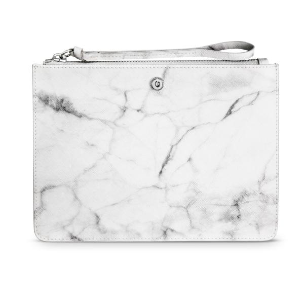 Luxury White Marble Leather Clutch