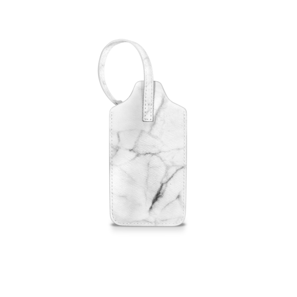 Luxury White Marble and Silver Luggage Tag