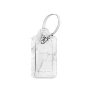 Luxury White Marble and Silver Luggage Tag